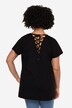 T-shirt, oversize, pyntebånd på ryggen, V-udskæring, korte ærmer