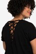 T-shirt, oversize, pyntebånd på ryggen, V-udskæring, korte ærmer