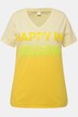 Half-Sleeve V-Neck Color Gradient Sequined Inscription T-Shirt