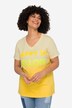 Half-Sleeve V-Neck Color Gradient Sequined Inscription T-Shirt