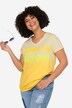 Half-Sleeve V-Neck Color Gradient Sequined Inscription T-Shirt