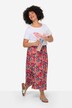 A-Line Elastic Waist All-Over Print Midi Skirt