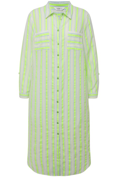 Striped 3/4-Sleeve Shirt Blouse Midi Dress