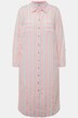 Vestido midi estilo blusa camiser, rayas, cuello camisero, manga 3/4