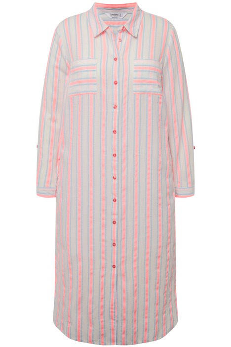 Striped 3/4-Sleeve Shirt Blouse Midi Dress