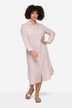 Vestido midi estilo blusa camiser, rayas, cuello camisero, manga 3/4