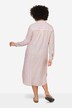 Vestido midi estilo blusa camiser, rayas, cuello camisero, manga 3/4