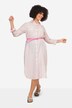 Vestido midi estilo blusa camiser, rayas, cuello camisero, manga 3/4