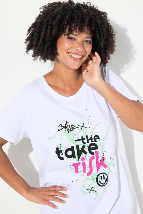 Half-Sleeve Crew Neck Women Pattern T-Shirt