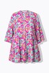 Tunika bluse, utringning med knappestolpe, 3/4 ermer, volanger