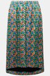 Midirok, A-lijn, gekleurde bloemenprint, elastische tailleband