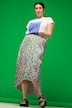 Midirok, A-lijn, gekleurde bloemenprint, elastische tailleband