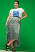 Midirok, A-lijn, gekleurde bloemenprint, elastische tailleband