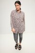 Skjortebluse i boxerform, sun print, med skjortekrave og lange ærmer