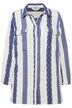 Košilová halenka, široký střih, pruhy, náprsní kapsy, dlouhé rukávy
