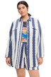 Košilová halenka, široký střih, pruhy, náprsní kapsy, dlouhé rukávy