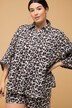 Muslin 3/4 Sleeve Leopard Print Button Down Shirt