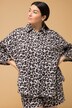 Muslin 3/4 Sleeve Leopard Print Button Down Shirt
