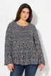 Bluse, smocket, rund hals, utsvingte lange ermer