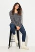 Bluse, smocket, rund hals, utsvingte lange ermer