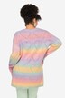 Long-Sleeve V-Neck Color Gradient Sweater with Heart Ajour Pattern