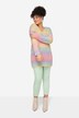 Long-Sleeve V-Neck Color Gradient Sweater with Heart Ajour Pattern
