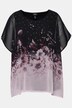 Blouse en mousseline doublée, col rond et manches courtes. Imprimé à fleurs.