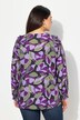 Blouse manches 3/4, col tunisien et coutures fantaisie, coupe évasée