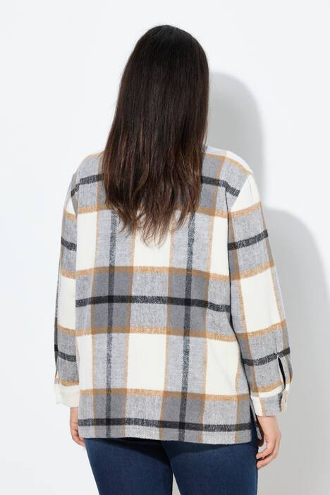 Surchemise à carreaux oversize, manches longues et col chemise