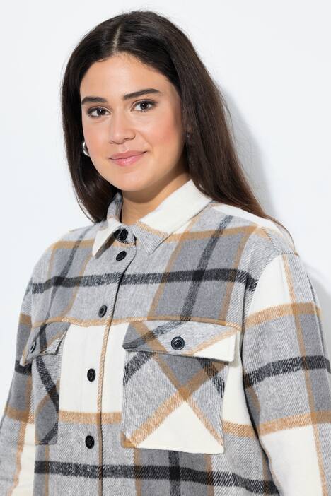 Surchemise à carreaux oversize, manches longues et col chemise