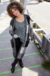 Cardigan long à carreaux, coupe ouverte avec poches