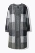 Cardigan long à carreaux, coupe ouverte avec poches