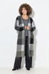 Cardigan long à carreaux, coupe ouverte avec poches