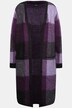 Cardigan long à carreaux, coupe ouverte avec poches