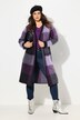 Cardigan long à carreaux, coupe ouverte avec poches