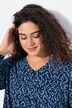 Geometric Print 3/4 Sleeve Pleated Tee