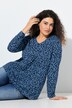 Geometric Print 3/4 Sleeve Pleated Tee