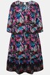 Vestido, forma en A, estampado por toda la prenda, escote de pico, manga 3/4