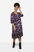 Vestido, forma en A, estampado por toda la prenda, escote de pico, manga 3/4