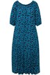 Midi šaty, rostlinný vzor, volánový lem, kulatý výstřih, krátké rukávy