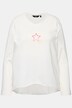 T-shirt avec étoiles et bords roulottés, décolleté en V et manches longues, coupe évasée