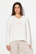 T-shirt avec étoiles et bords roulottés, décolleté en V et manches longues, coupe évasée