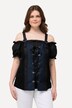 Klederdrachtblouse, vetersluiting, kant, korte mouwen, schouderbandjes