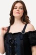 Klederdrachtblouse, vetersluiting, kant, korte mouwen, schouderbandjes