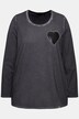 Cold Dyed Sequined Heart Long Sleeve Tee