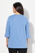 Maglia dal taglio svasato con pieghe decorative, scollo a girocollo e maniche a 3/4 con volant