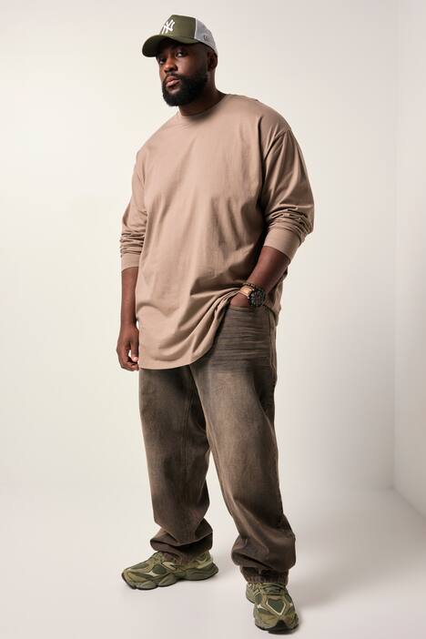 Langarmshirt, Basic, oversized, bis 8 XL