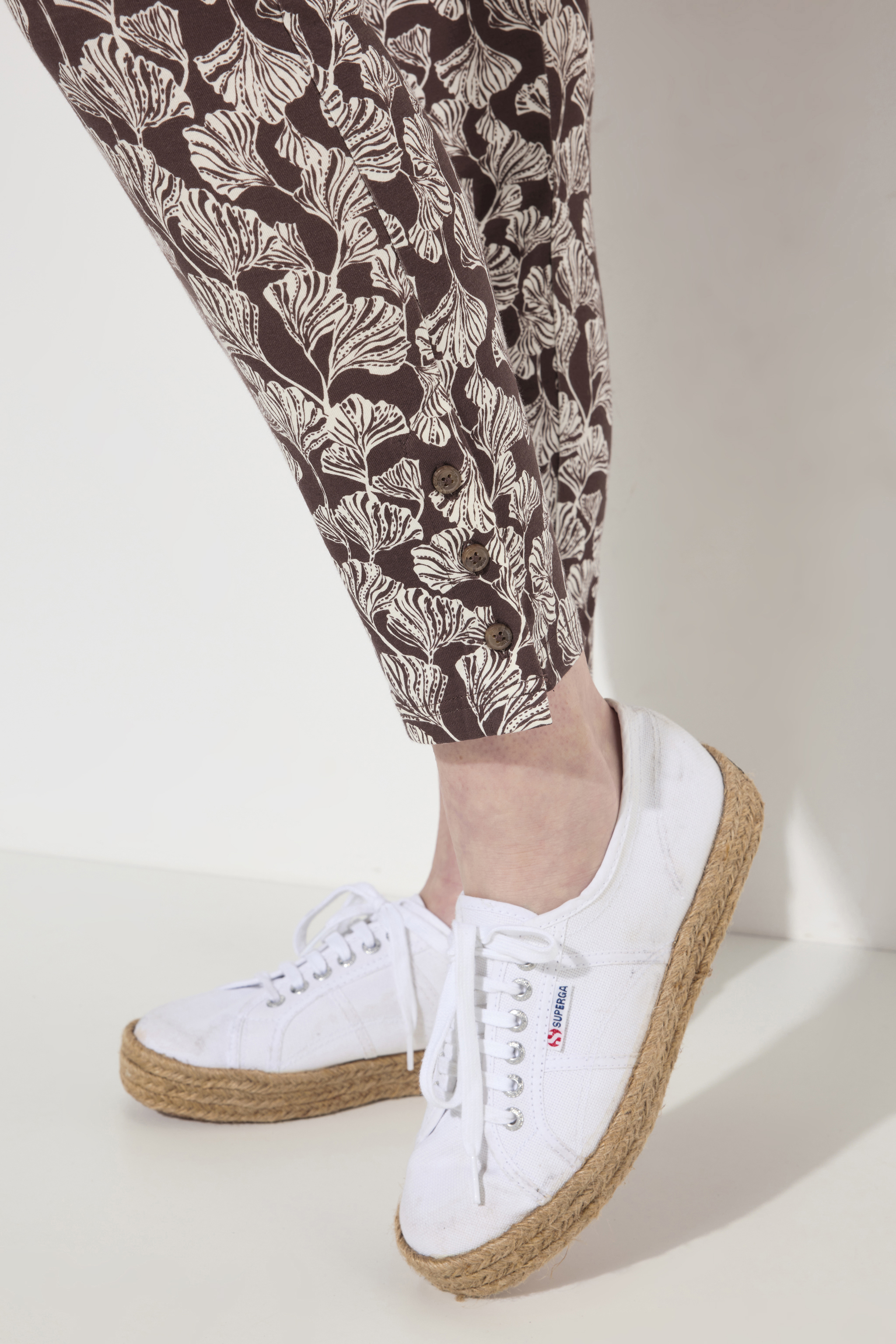 Leggings, blade, pynteknapper, økologisk bomuld