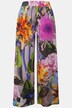 Pantalon en tissu fluide slinky à fleurs, jambe large et taille élastique