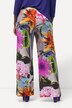 Pantalon en tissu fluide slinky à fleurs, jambe large et taille élastique